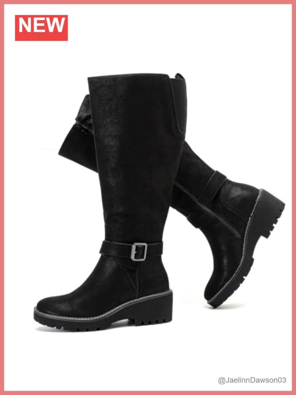 Extra Wide Calf Knee High Boots Faux Leather Memory Foam Low Heel